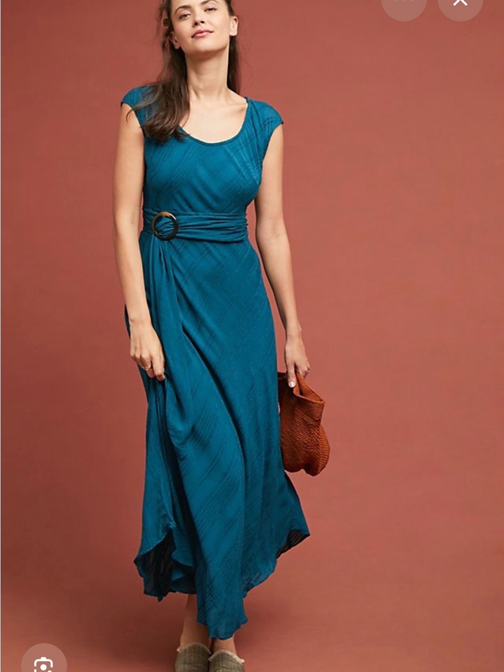 Anthropologie Moulinette Soeurs Guinevere Teal Maxi Dress Like New